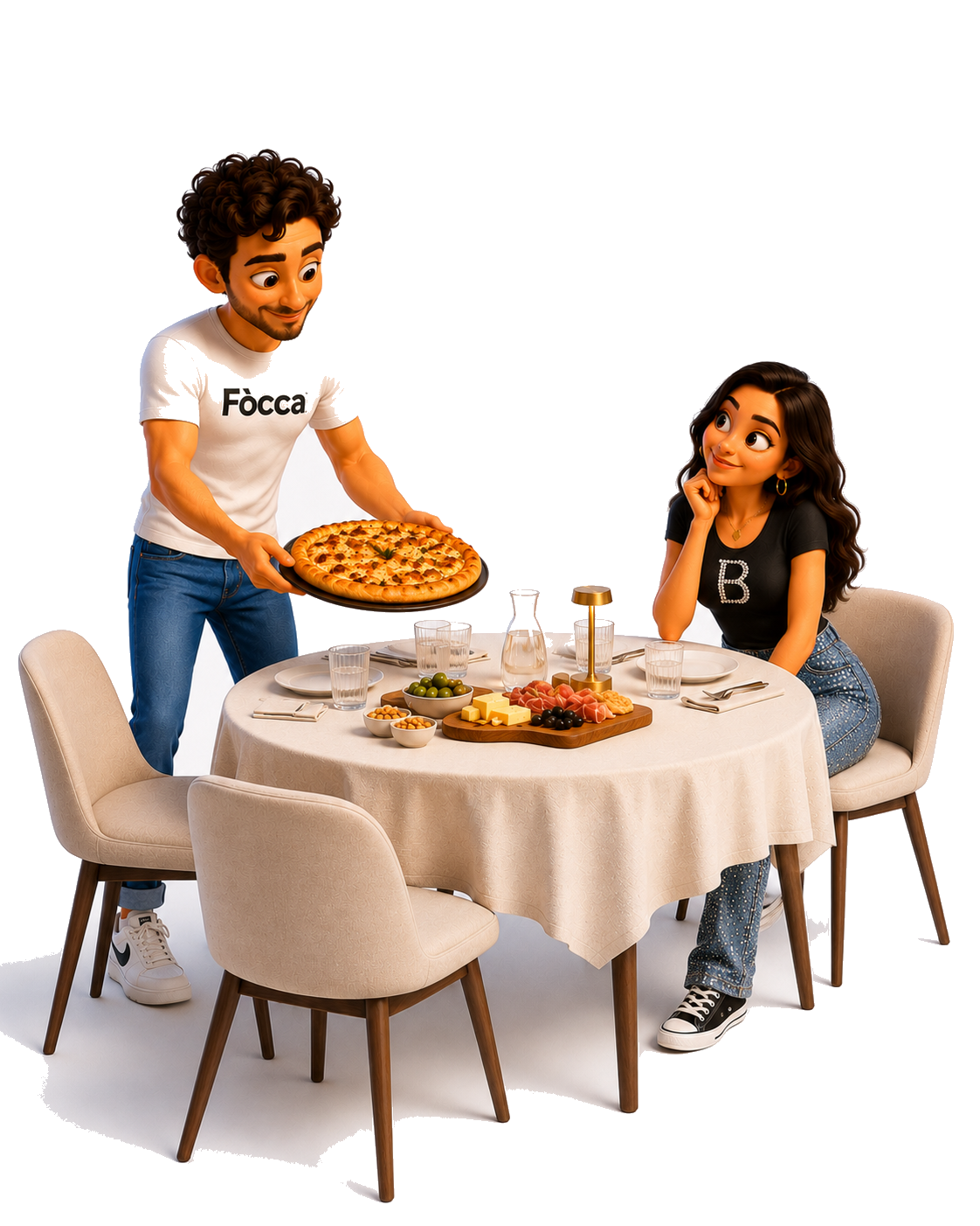 Niko serve FÒCCA a tavola con Bea